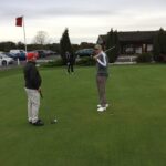 Bill Short and Ray Shrubshall discuss life on the putting green